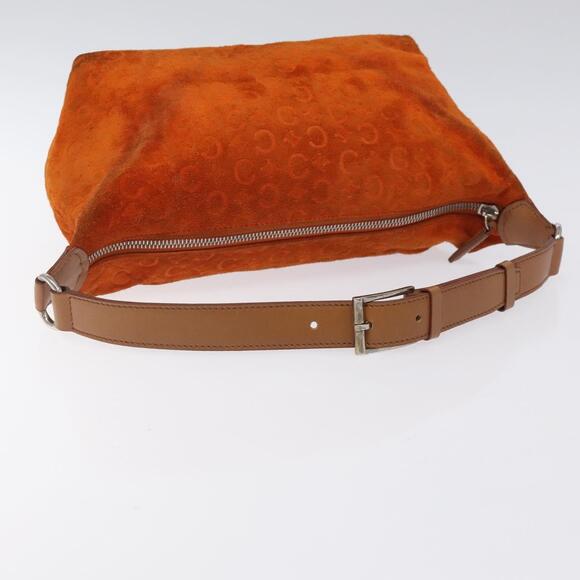 CELINE C Macadam Canvas Hand Bag Suede Orange Silver - Picture 7 of 12